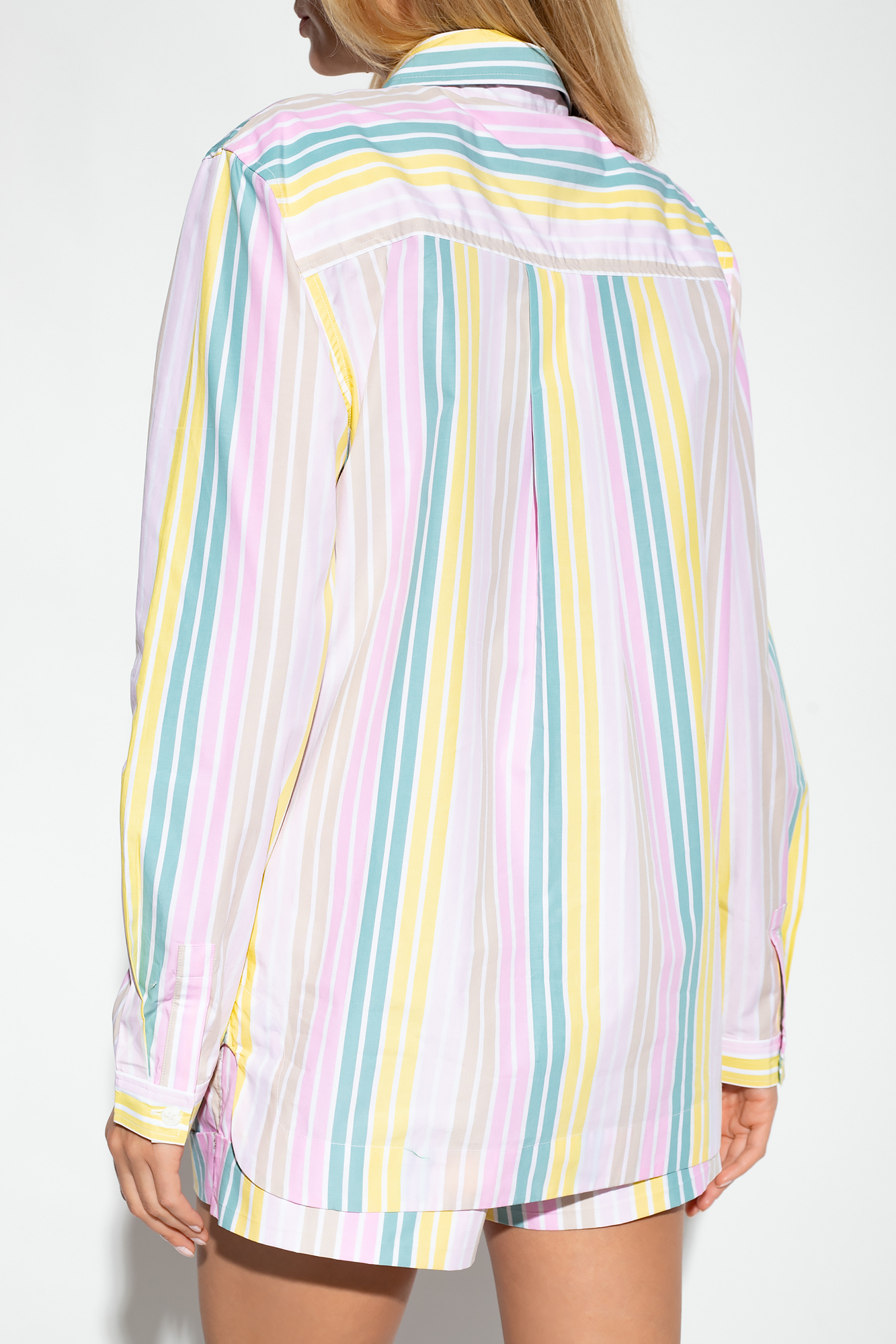 Tシャツ・カットソー Ganni SS25 SHIRT STRIPED (W03126933 326) GANNI Striped T-shirt | White | FARFETCH